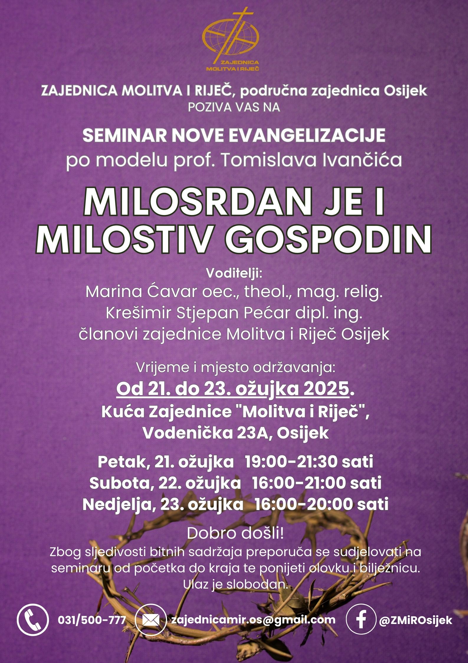 Seminar MIR Milosrdan je i milostiv Gospodin
